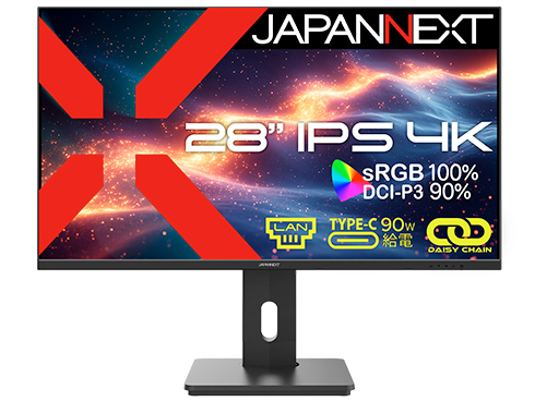 液晶ディスプレイ 28型/3840×2160/DP×1、HDMI×1、USB-C×1/ブラック/スピーカー有/2年保証