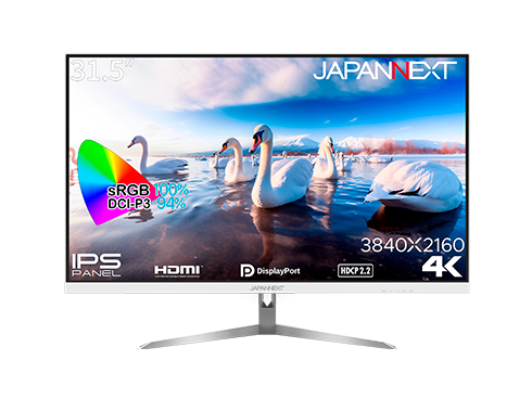 液晶ディスプレイ 31.5型/3840×2160/HDMI×3、DP×1/ホワイト/スピーカー無/2年保証