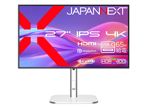 液晶ディスプレイ 27型/3840×2160/HDMI×1、DP×1、USB-C×1/ツートン(ブラック/シルバー)/スピーカー有/2年保証