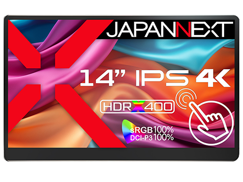タッチパネル液晶ディスプレイ 14型/3840×2160/miniHDMI×1、USB-C×2/ブラック/スピーカー有/2年保証