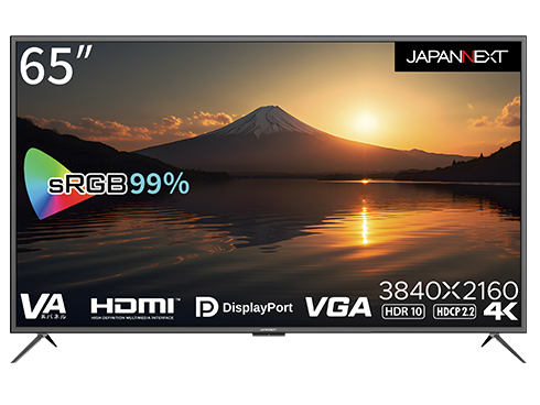 液晶ディスプレイ/65型/3840×2160/HDMI×3、DP×1、VGA×1/ブラック/スピーカー：有/2年保証