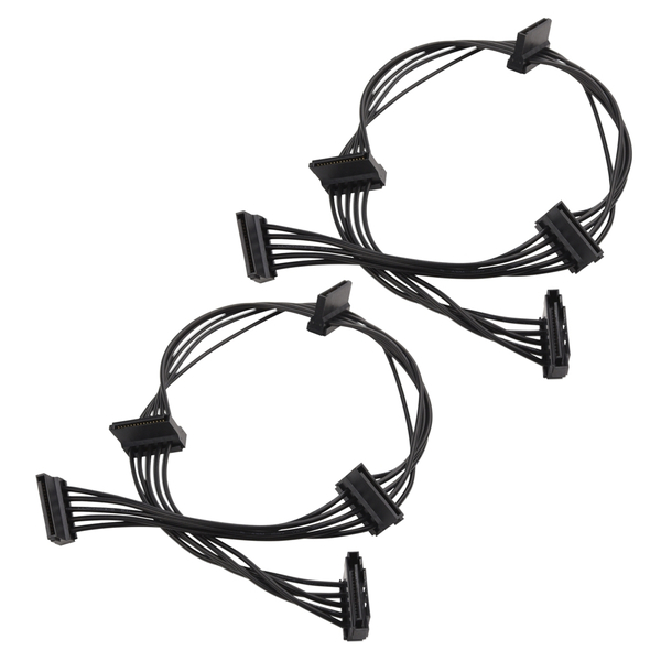 Cable Matters SATA 電源4分岐ケーブル 15-ピン SATA（オス） 4x SATA（メス） 電源分岐ケーブル SATA電源スプリッタケーブル 46cm （2本セット・ブラック）