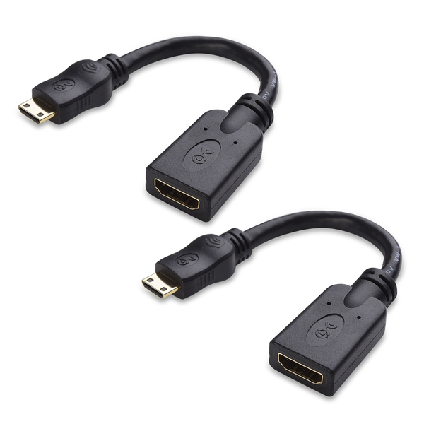 Cable Matters Mini HDMI HDMI 変換アダプタ （ミニHDMI HDMI 変換アダプタ）HDMI(メス) Mini HDMI (オス) 4K解像度（2本セット） 6インチ ブラック