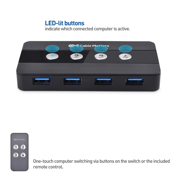 Cable Matters USB切替器 4ポートUSB-A USB-C変換アダプタ付き