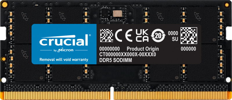 Crucial 32GB DDR5-4800 SODIMM CL40 (16Gbit)