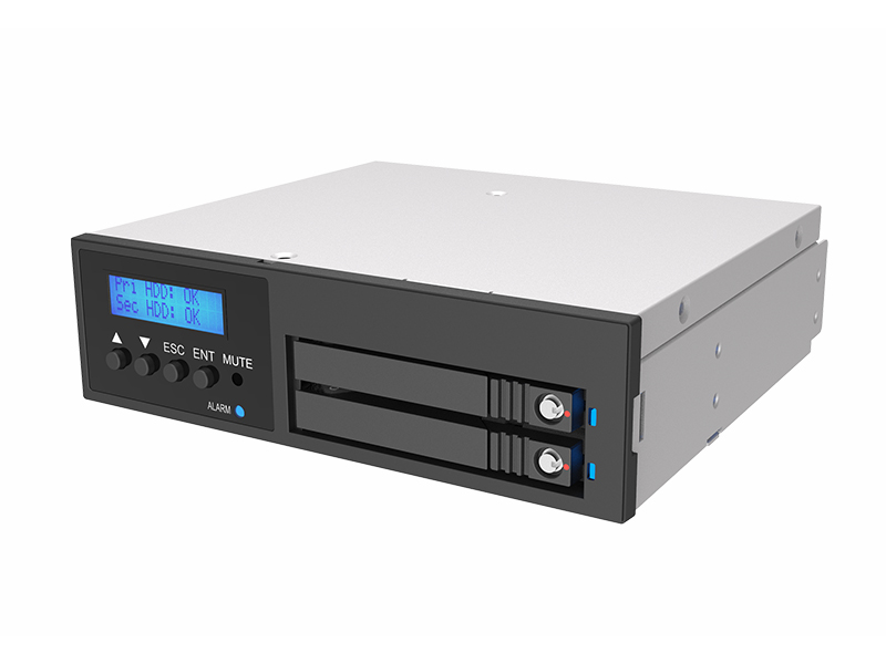 内蔵2Bay 2024 6G RAIDユニット Removable tray (9mm) LCD display、鍵付