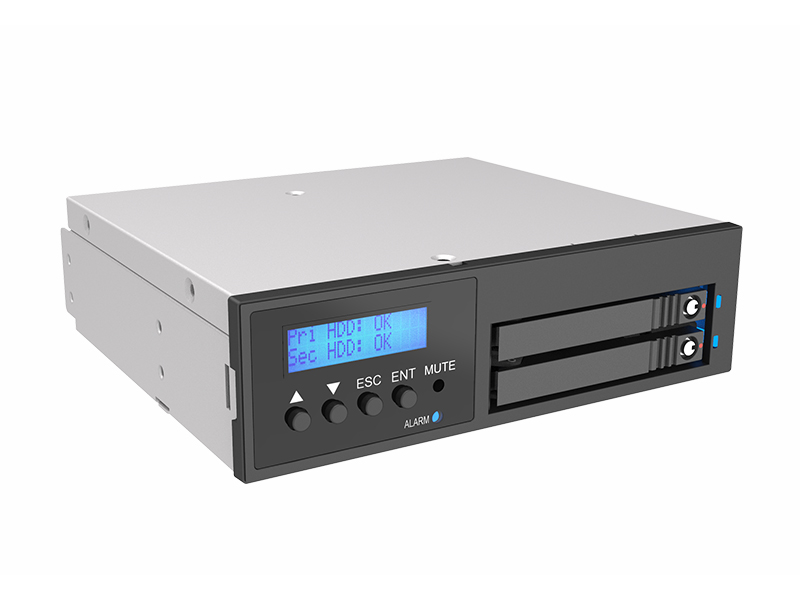 内蔵2Bay 2024 6G RAIDユニット Removable tray (9mm) LCD display、鍵付