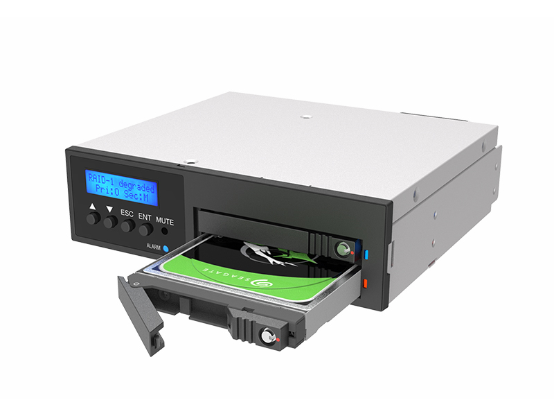 内蔵2Bay 2024 6G RAIDユニット Removable tray (9mm) LCD display、鍵付