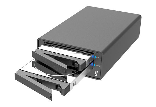 2 Bay USB3.2 Type-C External Storage USB BUS-power or DC input with USB C-C cable (Black)