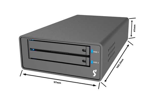 2 Bay USB3.2 Type-C External Storage USB BUS-power or DC input with USB C-C cable (Black)