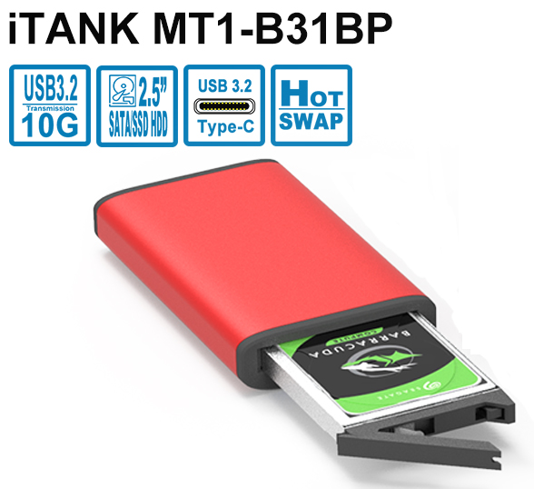 1 Bay USB3.2 Gen2 Type-C External Storage interface Selectable powered by USB Bus-power or DC input Disk hot-swappable (Red)