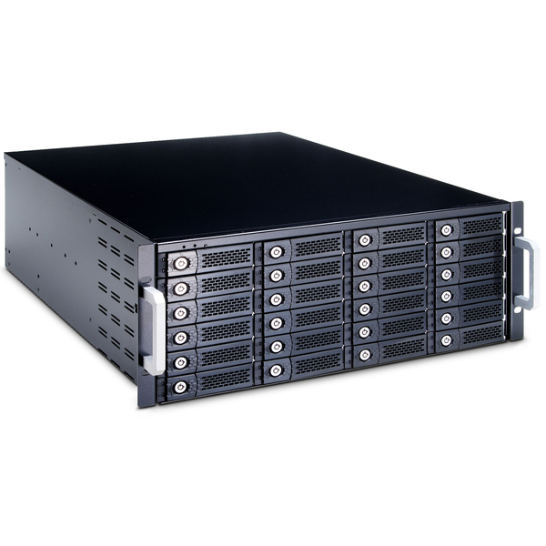 4U 24bay SAS 12G JBOD Expander 1 upward link miniSAS port 及び dual downware cascade miniSAS ports付 650W 冗長 PSU