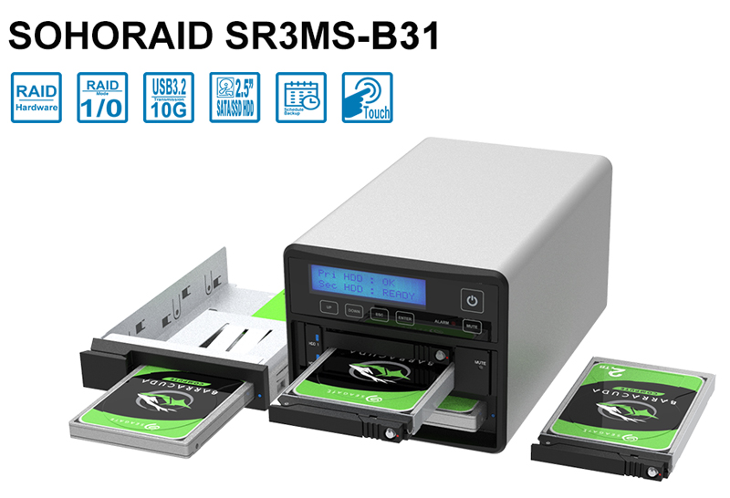 3 Bay USB3.2 Type-C Storage Silver for three 2.5 inch HDD or SSD