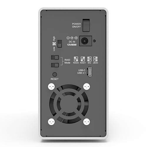 2 Bay USB3.2 External Storage with USB C-A cable & C-C cable (Silver)