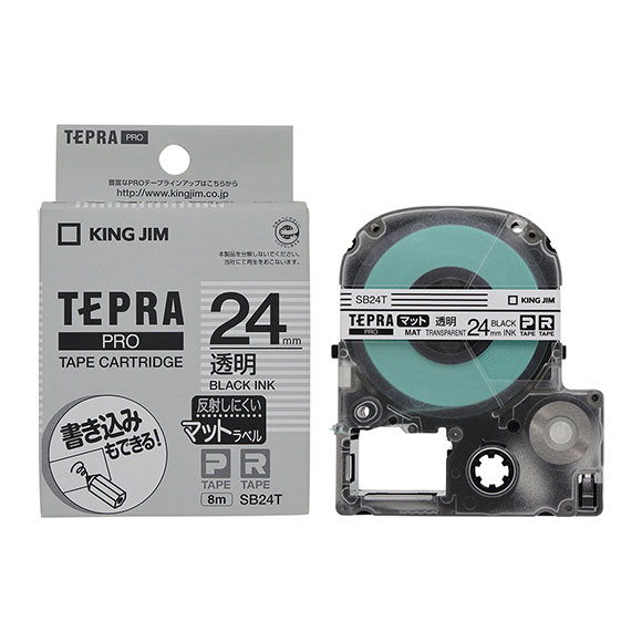 「テプラ」PROテープカートリッジ マットラベル（透明） 黒文字 24mm