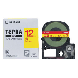 テプラPROテープカートリッジ カラーラベル（パステル） 黄テープ/赤文字 12mm