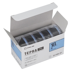 テプラPROテープカートリッジ エコパック（5個入り）カラーラベル 青テープ/黒文字 18mm