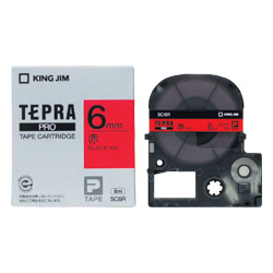 テプラPROテープカートリッジ カラーラベル（パステル） 赤テープ/黒文字 6mm