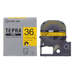 「テプラ」PROテープカートリッジ マグネットテープ 黄/黒文字 36mm