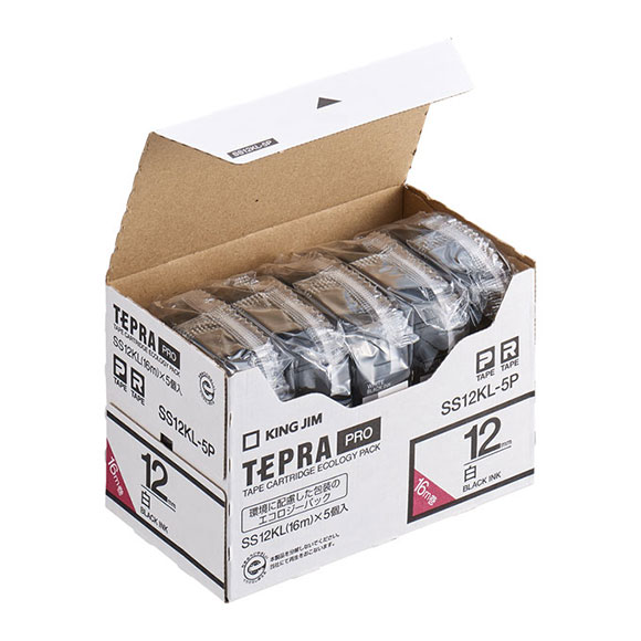 「テプラ」PROテープカートリッジ エコパック ロングタイプ（白） 12mm 5個入り