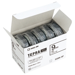 テプラPROテープカートリッジ エコパック（5個入り）白テープ/黒文字 9mm