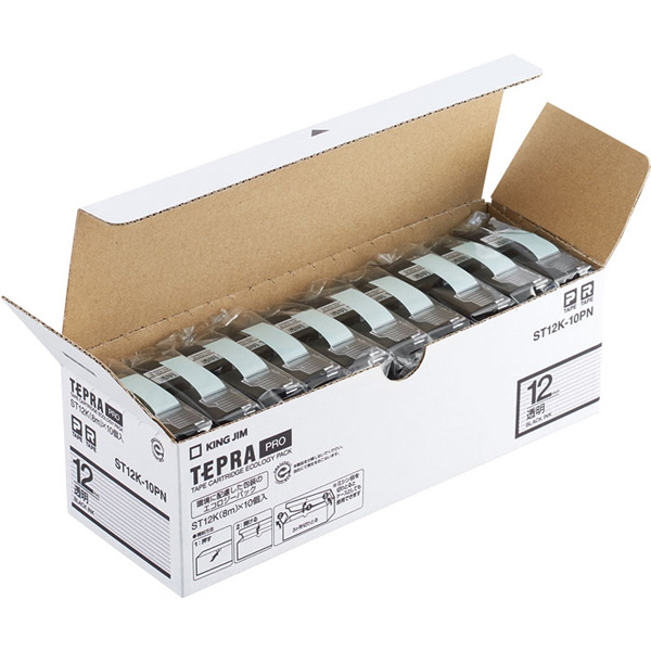 PROテープ エコパック 透明ラベル 12mm 10個パック
