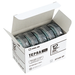 テプラPROテープカートリッジ エコパック（5個入り）透明テープ/黒文字 12mm