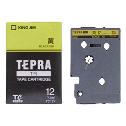 「テプラ」TRテープカートリッジ カラーラベル（パステル） 黄/黒文字 12mm