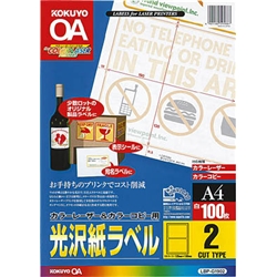 カラーLBP&PPC用 光沢紙ラベル A4 2面 100枚