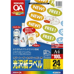 カラーLBP&PPC用 光沢紙ラベル A4 24面 100枚