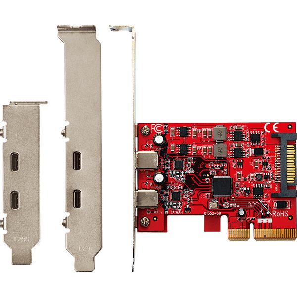 ASM3142搭載 USB3.2 Type-C x2 インターフェース（PCI-Express x4接続） USB3.2C-P2-PCIE3