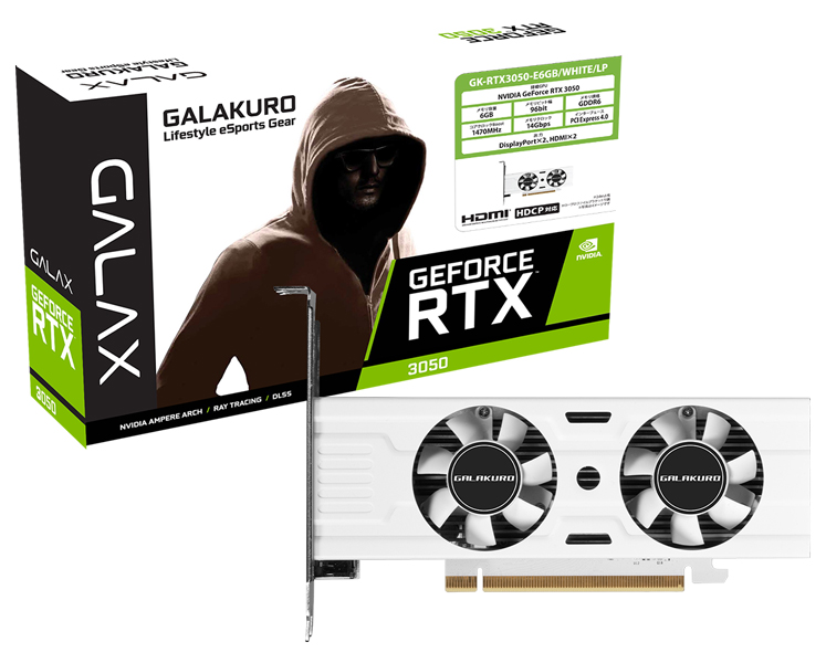 NVIDIA GeForce RTX3050 GDDR6 6GBメモリ搭載 グラフィックボード 1年保証 GK-RTX3050-E6GB/WHITE/LP