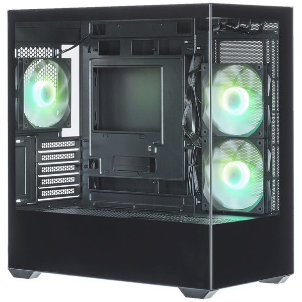 玄人志向  KRC-mT01シリーズ Micro ATXマザーボード対応 ガラスパネル(フロント・左サイド)採用 ARGBファン搭載 ピラーレスPCケース (ブラック)　KRC-mT01B