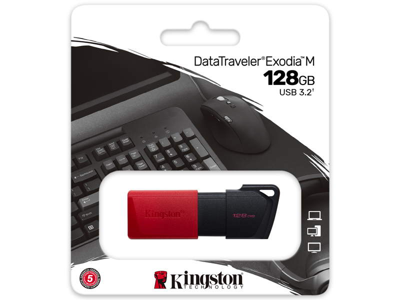 128GB USB3.2 Gen1 DataTraveler Exodia M (Black + Red)