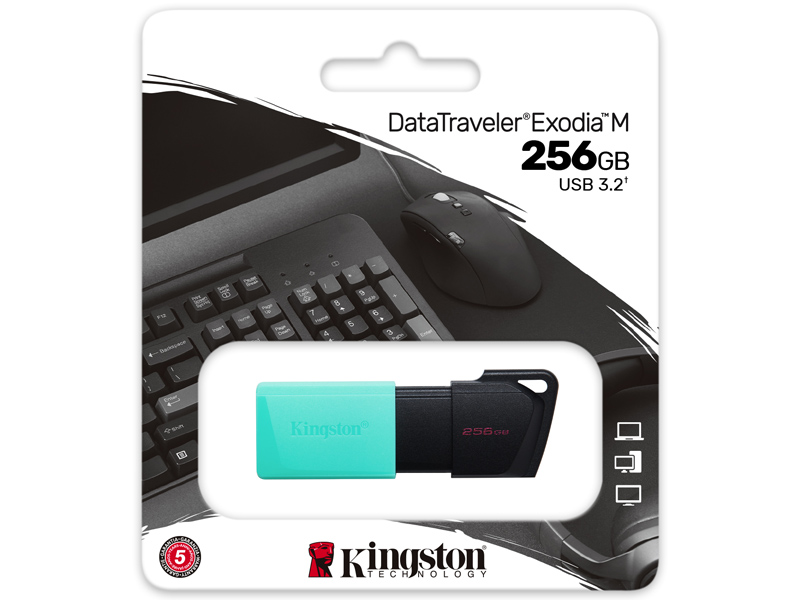 256GB USB3.2 Gen1 DataTraveler Exodia M (Black + Teal)