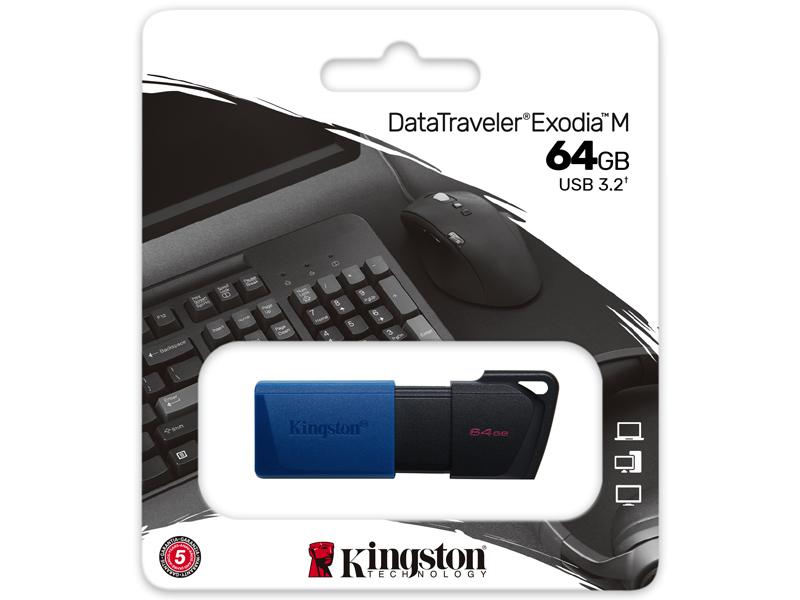 64GB USB3.2 Gen 1 DataTraveler Exodia M (Black + Blue)