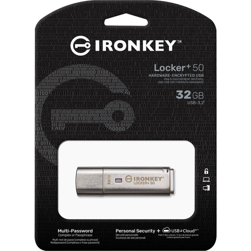 32GB セキュリティUSB3.2 Gen1 フラッシュドライブ IronKey Locker+ 50