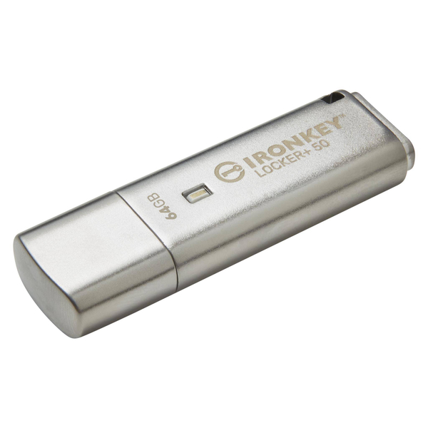 64GB セキュリティUSB3.2 Gen1 フラッシュドライブ IronKey Locker+ 50