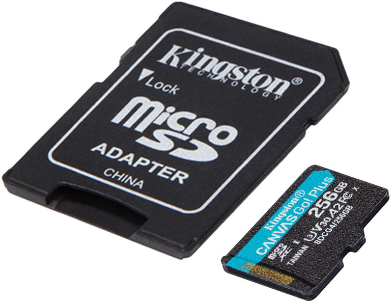 256GB microSDXC Canvas Go! Plus Gen4 200MB/s A2 U3 V30 Card + Adapter