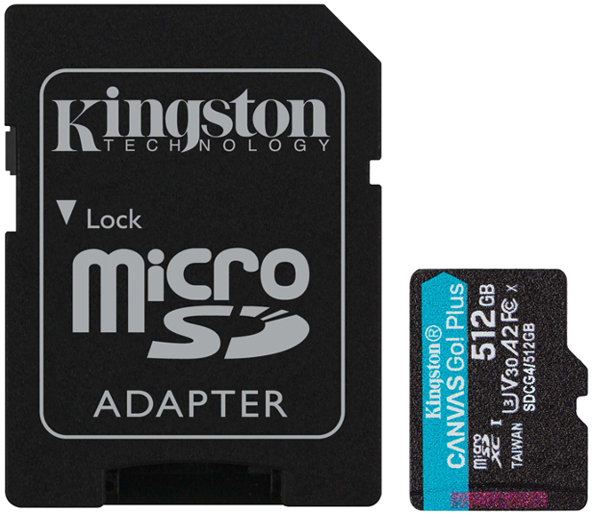512GB microSDXC Canvas Go! Plus Gen4 200MB/s A2 U3 V30 Card + Adapter