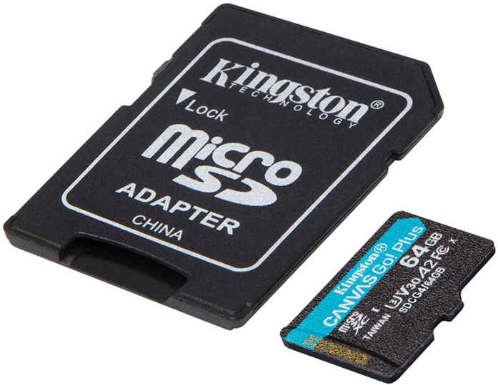 64GB microSDXC Canvas Go! Plus Gen4 200MB/s A2 U3 V30 Card + Adapter