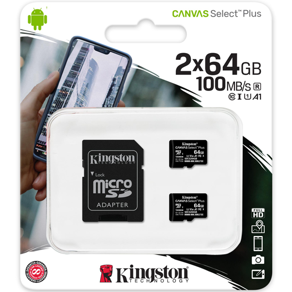 64GBx2枚セット Canvas Select Plus microSDXCカード Class10 UHS-1 U1 V10 A1 SDアダプタ1枚付属