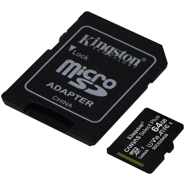 64GB Canvas Select Plus microSDXCカード Class10 UHS-1 U1 V10 A1 SDアダプタ付属