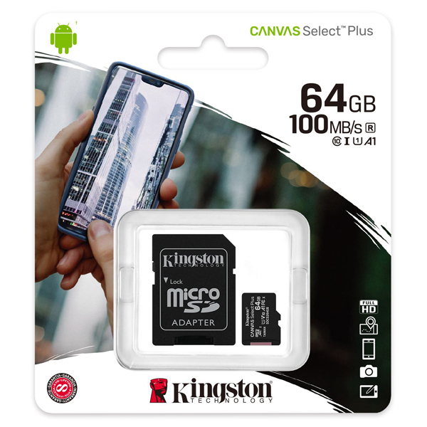 64GB Canvas Select Plus microSDXCカード Class10 UHS-1 U1 V10 A1 SDアダプタ付属