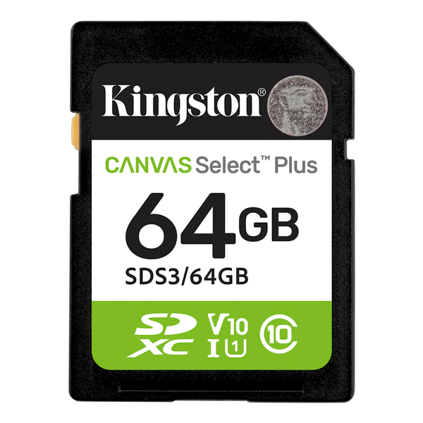 64GB SDXC Canvas Select Plus Gen3 100MB/s Read C10 UHS-I U1 V10