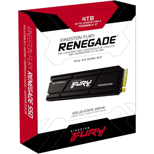 FURY Renegade PCIe 4.0 NVMe M.2 SSD 4TB 3D TLC NAND W/ HEATSINK 最大読取7300MB/秒、最大書込7000MB/秒