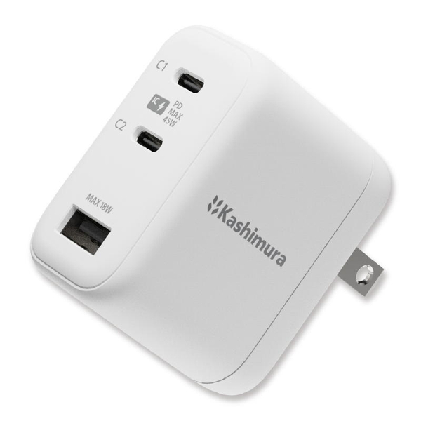 AC充電器 AC USBA+C2 PD45W ホワイト