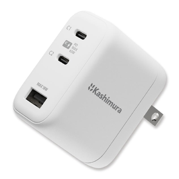 AC充電器 AC USBA+C2 PD65W ホワイト