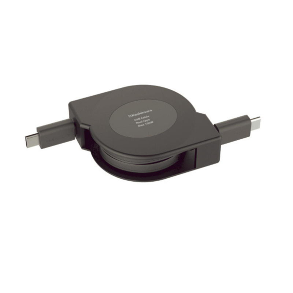 USB充電＆同期ケーブル リール1.2m C-C USB-PD対応 100W BK