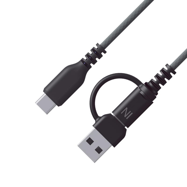 USB充電＆同期ケーブル 変換コネクタ付き 1.2m A/C-C ブラック